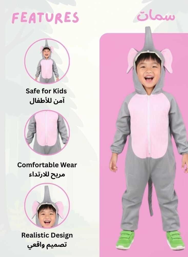 بريميم زي تنكري للأطفال على شكل فيل - زي تنكري رمادي لطيف بغطاء رأس - Image 2